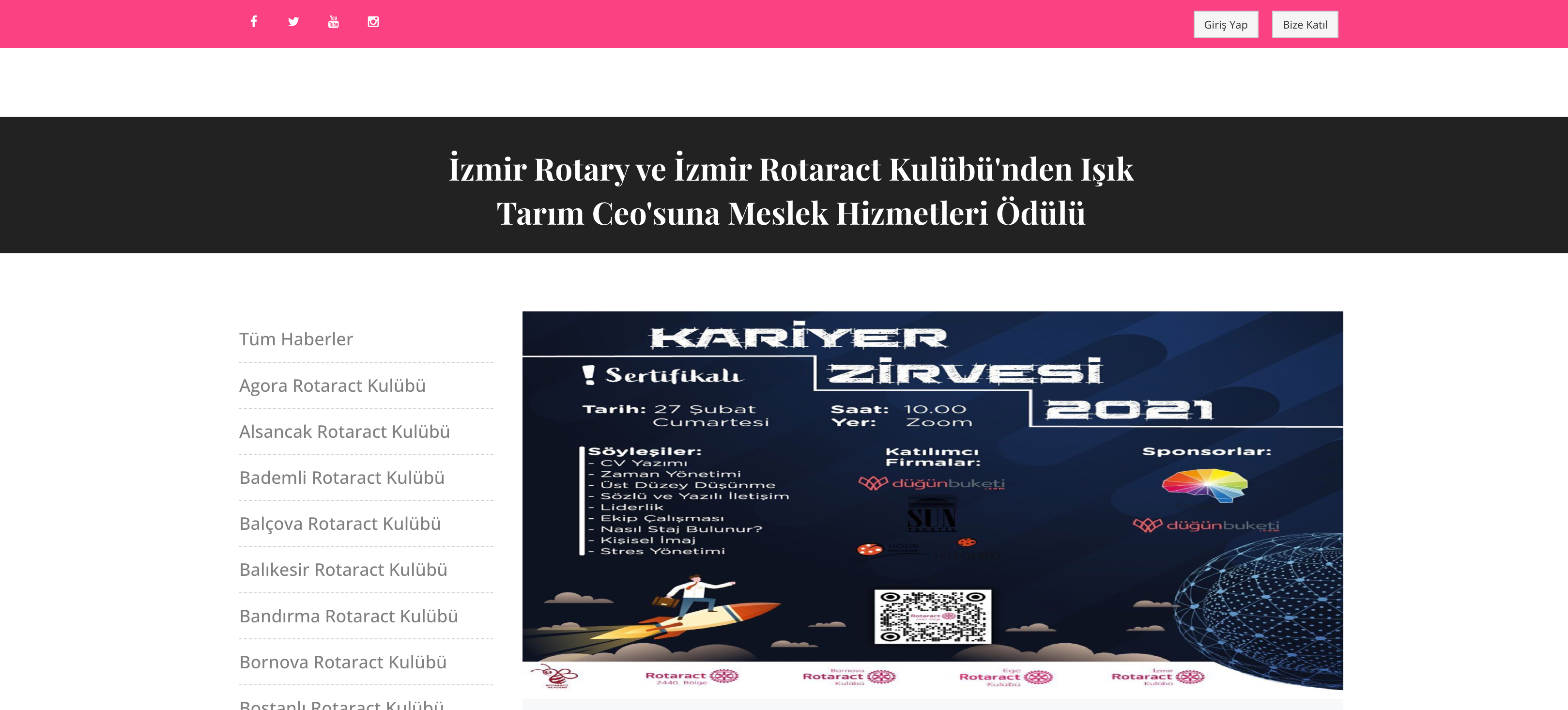 İZMİR ROTARY VE İZMİR ROTARACT KULÜBÜ&#039;NDEN IŞIK TARIM CEO&#039;SUNA MESLEK HİZMETLERİ ÖDÜLÜ